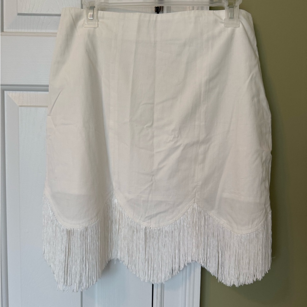 Eddy White Fringe Skirt, Cowgirl, Boho, Western, New Without Tags